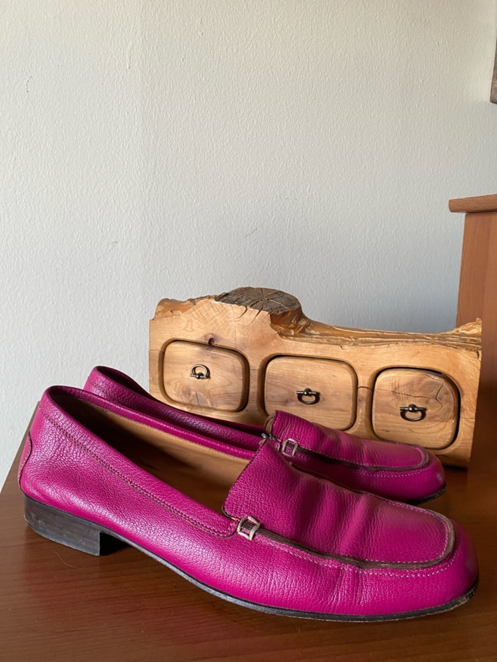 Vintage Celine Pink Leather Loafers